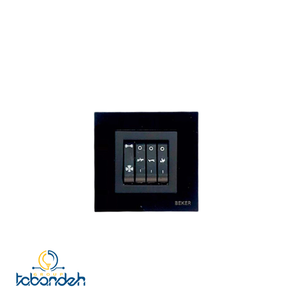 کلید کولر چهارپل BEKER مدل گلس مشکی با قاب کریستال مشکی